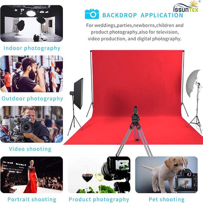ISSUNTEX 10X20 ft Background Muslin Backdrop, Photo Studio, Collapsible High Density Screen for Video Photography and Television-Red