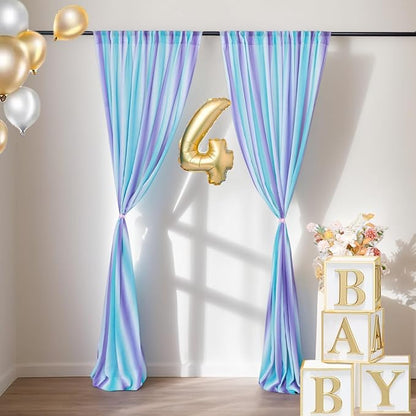 DUOBAO Sheer Curtains for Girls Bedroom, Light Filtering Purple Rod Pocket Drapes - 2 Panels 29x120 Inches, Mermaid Design