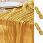 Asee'm 2pcs Cheesecloth Table Runner 120 Inches Long Gold Boho Gauze Cheese Cloth Runner 10FT Rustic Sheer Table Runners for Christmas Wedding Party Baby Shower Spring Easter Decoration