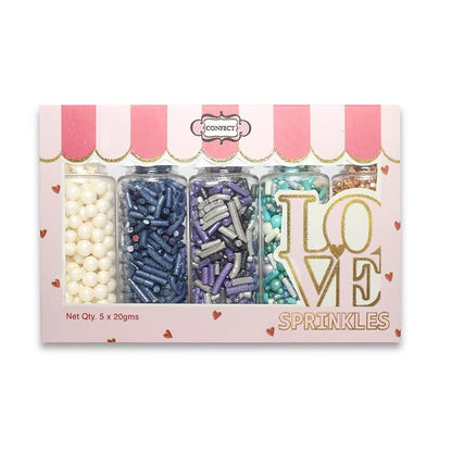 Confect Sea Paradise Sprinkles | Mix White & Sea Blue Pearl Dragees | Navy Blue Jimmies | Bronze Sparkling Sugar | Edible Under the sea Sprinkles | Vegan, Gluten-Free, Nut-Free, Soy-Free, Dairy-Free, Palm Oil-Free - 5 Oz