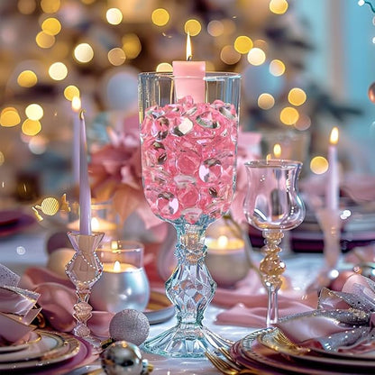 HappyFiller 250 PCS Pink Acrylic Crystals Gems 20 mm Fake Diamonds Party Favors Confetti Wedding Reception Decorations Table Scatter Poppers,Arts Crafts,Vase Fillers,Diving Pool Treasure Jewels