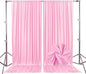 10ft x 10ft Rose Pink Backdrop Curtains for Parties, Fabric Satin Background Curtain with Rod Pockets for Weddings, Birthday, Baby Shower, Photography, Graduation Party Backdrop Drapes, 2 Panels