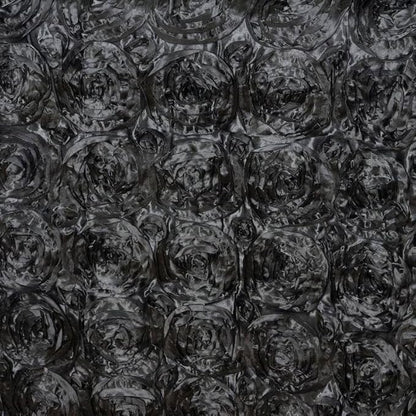 Efavormart 90"x156" Wholesale Rectangle Table Cover Black Grandiose Rosette 3D Satin Tablecloth for Wedding Party Event Decoration