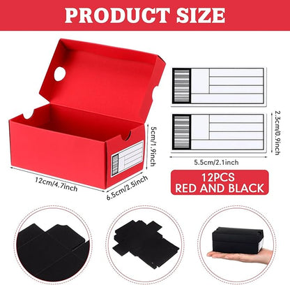 12 Sets Mini Sneaker Boxes for Party Favors Mini Shoe Gifts Boxes 4.7 x 2.5 x 2 Inch Sports Small Gift Case with Editable Label for Candies Cookies Snacks