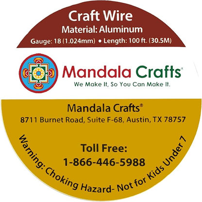Mandala Crafts 18 Gauge Anodized Aluminum Craft Wire for Jewelry Making - 100 FT Colored Flexible Red Wire - Bendable for Bonsai Armature Crafting Sculpting