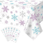 6 Pieces Christmas Snowflake Party Tablecloth Decorations,Plastic Purple and Blue Winter Wonderland Table Cover for Winter Christmas Birthday Holiday Party Decorations and Supplies,54x108 inch