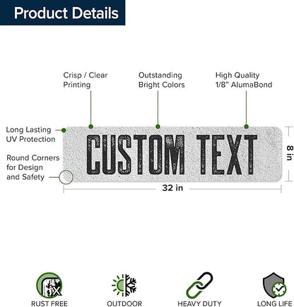 Custom Sign, Custom Street Sign, 11 Font Colors, 13 Font Styles, 4 Hole Options, 22 Sizes, 8x32 Inches, Rust Free DiBound, Fade Resistant, Made in USA by My Sign Center (Concrete)