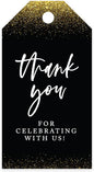 Andaz Press 100-Pack Thank You for Celebrating with Us Favor Tags Gold Glitter with Black Cardstock Gift Tags with Bakers Twine for Wedding Baby Shower Bridal Shower Party Favors 2 x 3.75-Inches