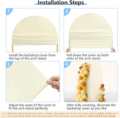 HEMMOTOP 6.6 ft Light Beige Arch Backdrop Cover (No Arch Stand), Spandex Arch Covers Stretchy Backdrop for Balloon Arches, Wedding, Birthday Party, Baby Shower, Banquet Arch Decoratio