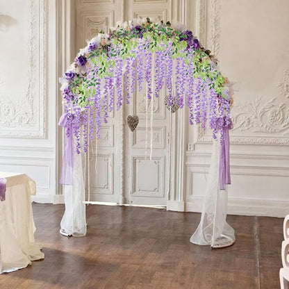 12 Pack Light Purple Wisteria Hanging Flowers Garland, 3.77 Feet Artificial Flower Vines, Fake Wisteria, Artificial Vines Hanging Garland for Backdrop Outdoor Yard Garden Decor