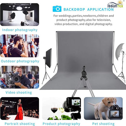 ISSUNTEX 10X12 ft Background Muslin Backdrop, Photo Studio, Collapsible High Density Screen for Video Photography and Television-Gray