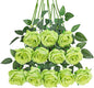 Tifuly Green Roses Artificial Flowers -12Pcs Realistic Single Long Stem Fake Silk Roses Bouquet for Party Home Wedding Centerpiece Hotel Office Decor
