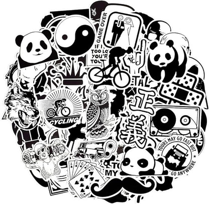 QTL Black and White Stickers for Adults Funny Stickers for Laptop Skateboard Bumper Bike Car Decals Waterproof Vinyl Pack 100Pcs