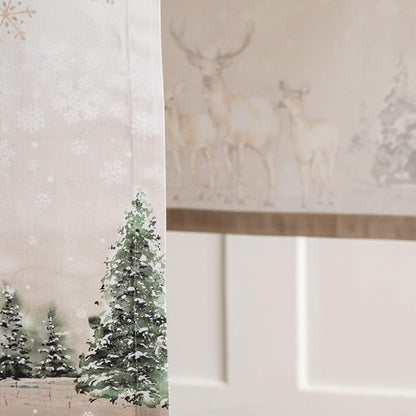 Maison d' Hermine Table Runner 100% Cotton Single Layer Table Runners 48 inches Long for Thanksgiving Christmas Decorations Home Kitchen Dining Party Wedding (Deer in The Woods, 14.5" x 48")