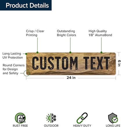 Custom Sign, Custom Street Sign, 11 Font Colors, 13 Font Styles, 4 Hole Options, 22 Sizes, 6x24 Inches, Rust Free DiBound, Fade Resistant, Made in USA by My Sign Center (Stone)