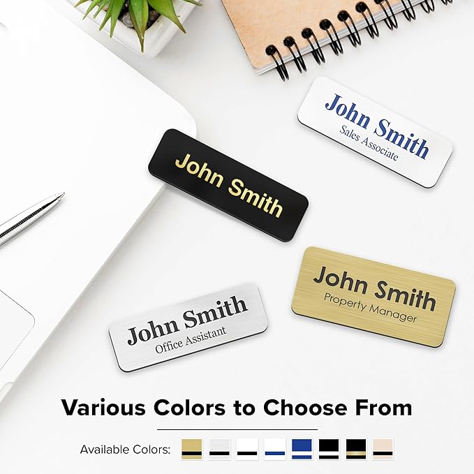 Name Tag, Magnetic Name Tags, Personalized Name Tags, 1.5 x 3 Inches, Durable Engravable Impact Acrylic Material, Made in The USA by My Sign Center (Classic Rectangle)