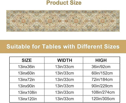 Vintage Boho Floral Table Runner, Rustic Old Farmhouse Yellow Retro Flower Pattern for Home Kitchen Table Decor Dining Coffee Room Party Decor 13x120in