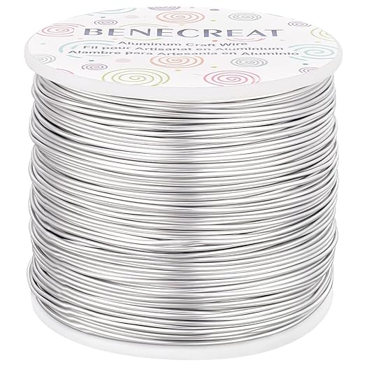 BENECREAT 12 17 18 Guage Aluminum Wire (18 Gauge,492 FT) Anodized Jewelry Craft Making Beading Floral Colored Aluminum Craft Wire - Silver