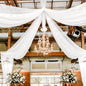 4 Panels White Ceiling Drapes for Wedding 5ftx30ft Sheer Drapery Chiffon Fabric Arch Draping Curtains for Party Ceremony Birthday Baby Shower Reception Stage Ceiling Decorations