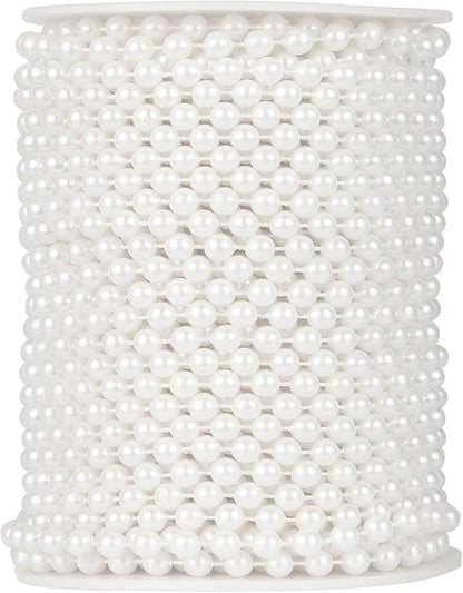 82 Feet Faux Pearl Beads Garland 6mm Craft String Pearls for Wedding Centerpiece Christmas Tree and Flowers Decoration DIY(White)