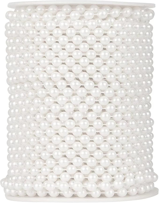 82 Feet Faux Pearl Beads Garland 6mm Craft String Pearls for Wedding Centerpiece Christmas Tree and Flowers Decoration DIY(White)