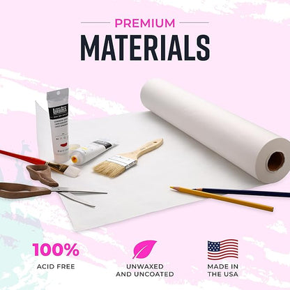 Bryco Goods 18”x1200” (100’) White Wrapping Paper – Kraft Paper Roll for Painting, Drawing, Banner, Bulletin Board, Easel Use, Floor Covering, Packaging, Shipping, Arts & Crafts – Made in USA