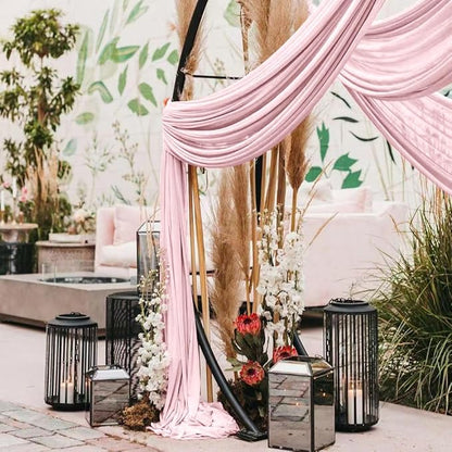 Wedding Arch Draping Fabric 1 Panel 30'' x 18FT Blushing Pink Sheer Chiffon Arch Drapery for Photo Booth Bridal Shower Baby Shower Church Decor Newborn Photography Christening Outdoor Party