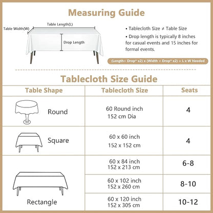 MYSKY HOME 60 Inch Round Cotton Tablecloth, Heavy Duty, Waterproof, Wrinkle Resistant, Black Tassels, Modern Elegant Design, Kitchen, Dining, Parties, Events
