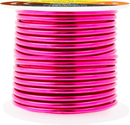 Mandala Crafts 8 Gauge Anodized Aluminum Craft Wire for Jewelry Making - 32 FT Colored Flexible Magenta Wire - Bendable for Bonsai Armature Crafting Sculpting