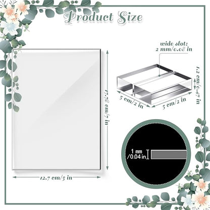 12 Pcs Clear Acrylic Place Cards with 12pcs Acrylic Holder Wedding Table Numbers with Centerpiece Stand Sign and Holder DIY Table Name Cards Plates for Wedding Reception Banquet Decors