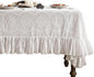 patdrea Vintage Ruffle Tablecloth for Rectangle Tables,Farmhouse Embroidered Cotton White Lace Table Cloth Cover Decor for Dining Room Wedding Banquet Thanksgiving Christmas,59"*75"
