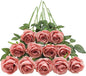 Tifuly Dusty Pink Roses Artificial Flowers -12 Pcs Long Stem Silk Roses, Realistic Fake Roses with Stems for Bridal Bouquets, Home and Office DIY Decor