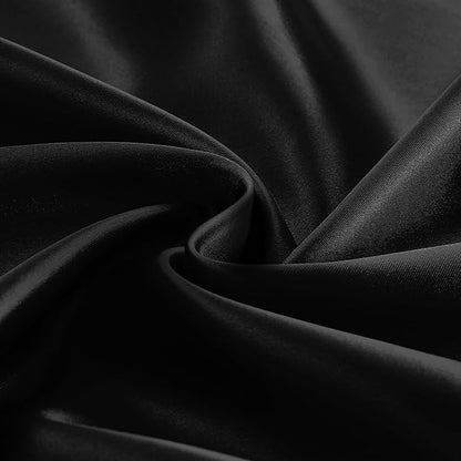 KKJIAF 1 Pack 60 Inch / 5ft Round Table Cloth, Black Overlay Round Satin Table Cover, Silky Satin Dining Tablecloths for Wedding Buffet Parties Banquet Decoration