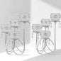 4 Arms Crystal Candelabra Tealight Holder - Tall 15.7 Inch Elegant Tabletop Centerpiece with Crystal Pendant Bowls & Artistic Metal Stand for Wedding, Dining Table, Home Decor (2, Silver)