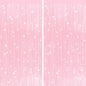2Pack Pastel Pink Metallic Tinsel Foil Fringe Curtains, Pink Backdrop, Door Streamers Photo Booth Backdrop for Birthday Party, Tinsel Curtain Backdrop for Shower Bachelorette Xmas Party Decorations