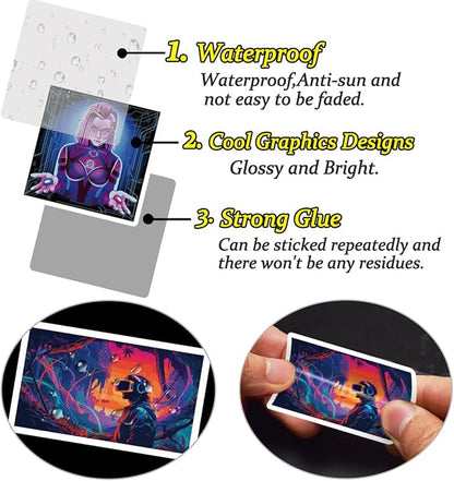 Qtl Cyberpunk Stickers - 75pcs Vaporwave Stickers for Laptop & Water Bottle - Waterproof