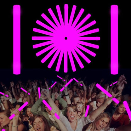 Glow Foam Sticks Bulk, 24 Pcs Pink Giant LED Light Up Sticks 3 Modes Flashing Glowing Baton Wands Party Supplies for Wedding, Raves,Concert,Birthday,Christmas, Halloween,Sporting Events