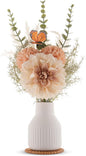 Small Fake Flowers in Vase 14" Centerpiece Table Decorations Silk Flowers Arrangements Ceramic Vase Dahlia Chrysanthemum Artificial Flowers Bouquet for Bathroom Dining Room Kitchen Wedding (White)