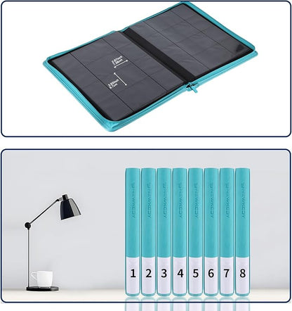 Snekdy premium 1024-pocket trading card binder, 16-pocket cards album, waterproof PU-leather Cover album with side loading, holds gaming, baseball, basketball & sports cards Turquoise
