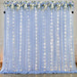 10ft x 7ft Baby Blue Chiffon Backdrop Curtain with Lights String for Parites Wedding Light Blue Curtain Photo Backdrop Drapes for Baby Shower Birthday Party Home Decorations