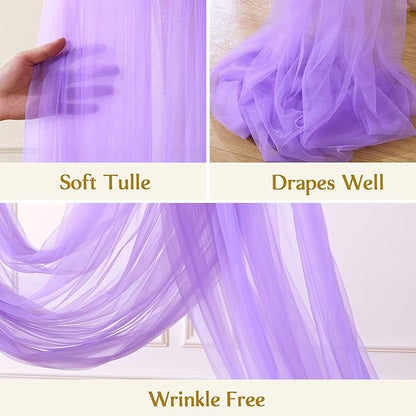 Wedding Arch Draping Fabric Backdrop 1 Panel 60" x 26Ft Purple Arch Drapes Curtains for Wedding Reception Sheer Tulle Backdrop Curtain for Ceremony Birthday Party Baby Shower Arbor Ceiling Decorations