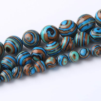 Blue Peacock Turquoise Stone Beads Gemstone Round Crystal Energy Jade Beads Stone Beads for Jewelry Making DIY Bracelet Necklace Jewelry Making 1 Strand 15.5inch 45PCS 8MM