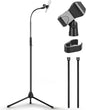 Pyle Tripod Mic Stand, Adjustable Gooseneck Microphone Stand, Sturdy Build, Non-Slip Rubber Feet, Folds Flat for Compact Storage, Includes Mic Clip & 5/8" Adapter, 52.36" to 79.13" Inch