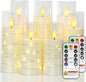 Raycare Flameless Candle with Remote Timer, 7 Flickering Acrylic Battery Operated LED Pillar Candles with Embedded Star String for Halloween, Home Decor, and as a Gift(Ivory)