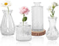 Set of 4 Glass Bud Vase Set, Small Vintage Clear Flower Vase Centerpieces for Table Bulk Cute Rustic Style Mini Vase for Home Decor Wedding Baby Shower Birthday Party