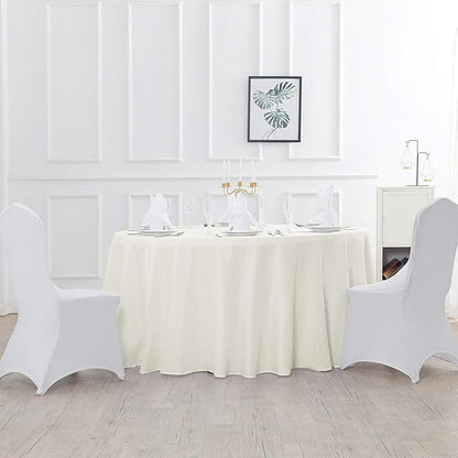 120 inch Round Tablecloth Washable Polyester Table Cloth Decorative Table Cover for Wedding Party Dining Banquet（120 inch,Ivory）