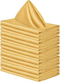 ANECO 16 Pack Square Satin Napkin Bright Silk Table Napkin Soft Smooth Fabric Table Napkin for Wedding Banquet Party Decoration, Gold, 20 x 20 Inch