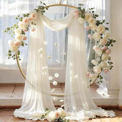MDS Halloween Chiffon Draping Fabric - 2 Panel, 30" Wide x 50ft Long - Sheer Spooky Arbor & Canopy Drapery for Haunted House Backdrops, Party Ceilings, DIY Costumes & Themed Events - Ivory