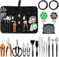 Bonsai Tools Set, 20 Pcs Gardening Succulent Tree Indoor Beginner Tool Kit, Include 262 Feet Bonsai Wire, 29.5"x29.5" Plant Repotting Mat, Leather Bag, Bonsai Scissors, Pruning Shears, Gifts for Women