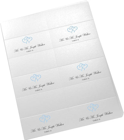 Linked Hearts Printable Place Cards, Light Blue (Choose Color), Set of 150 (25 Sheets), Laser & Inkjet Printers - Wedding, Party, Dinner, and Special Events - Made in the USA